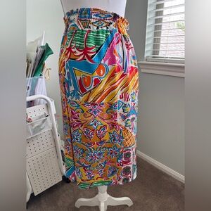 Colorful Patterned Midi Skirt